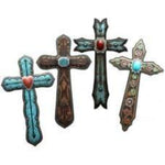 Leather Concho 10" Cross Set of 4