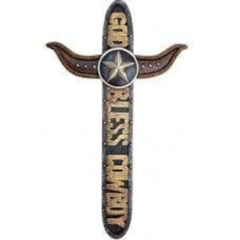 God Bless Cowboy 20" Wall Cross