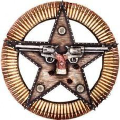 Double Gun Star Bullet 18" Plaque