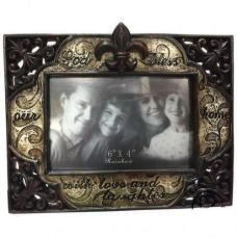 Fleur De Lis 6x4 God Bless Frame