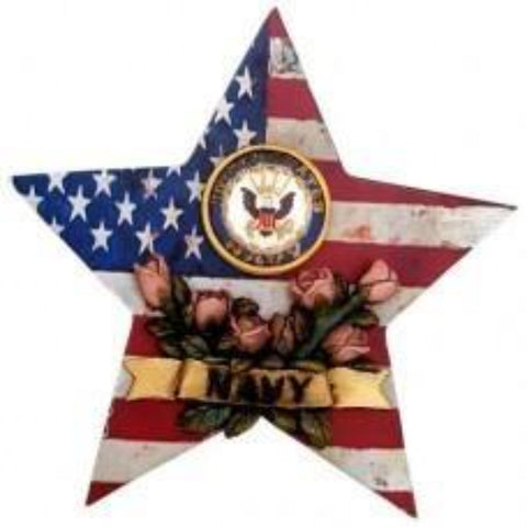 Navy Star Rose Plaque