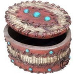 Wood Look Turquoise Trinket Box Decoration