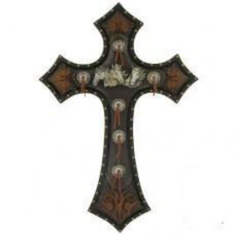 Horse Tooled Leather Wall Cross