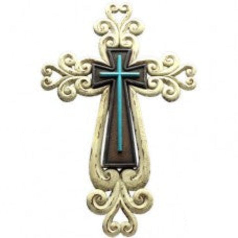 Turquoise w/Cream Wall Cross