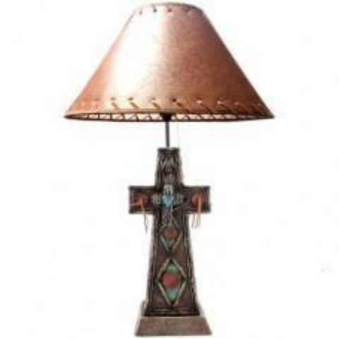 Wood Look Cross Lamp with Shade