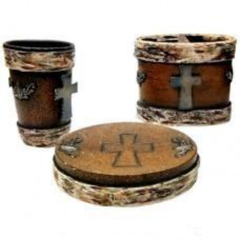 Birch with Metal Cross 3 Piece Bathroom Set