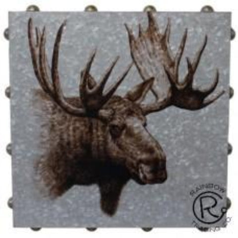 Moose Bust Metal Plaque