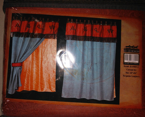 Turquoise Longhorn Curtain Set